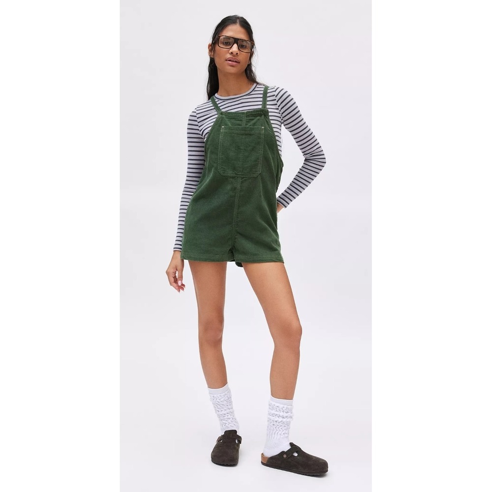 BDG Urban‎ Outfitters Green Corduroy Shortalls Overalls Romper Cottagecore